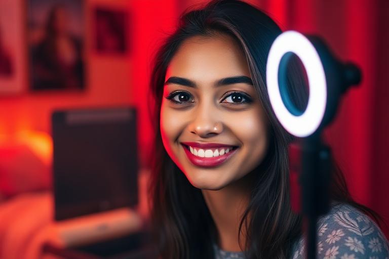 Live host streaming with a ring light