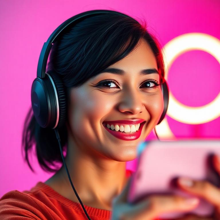 Female host going live on a streaming app